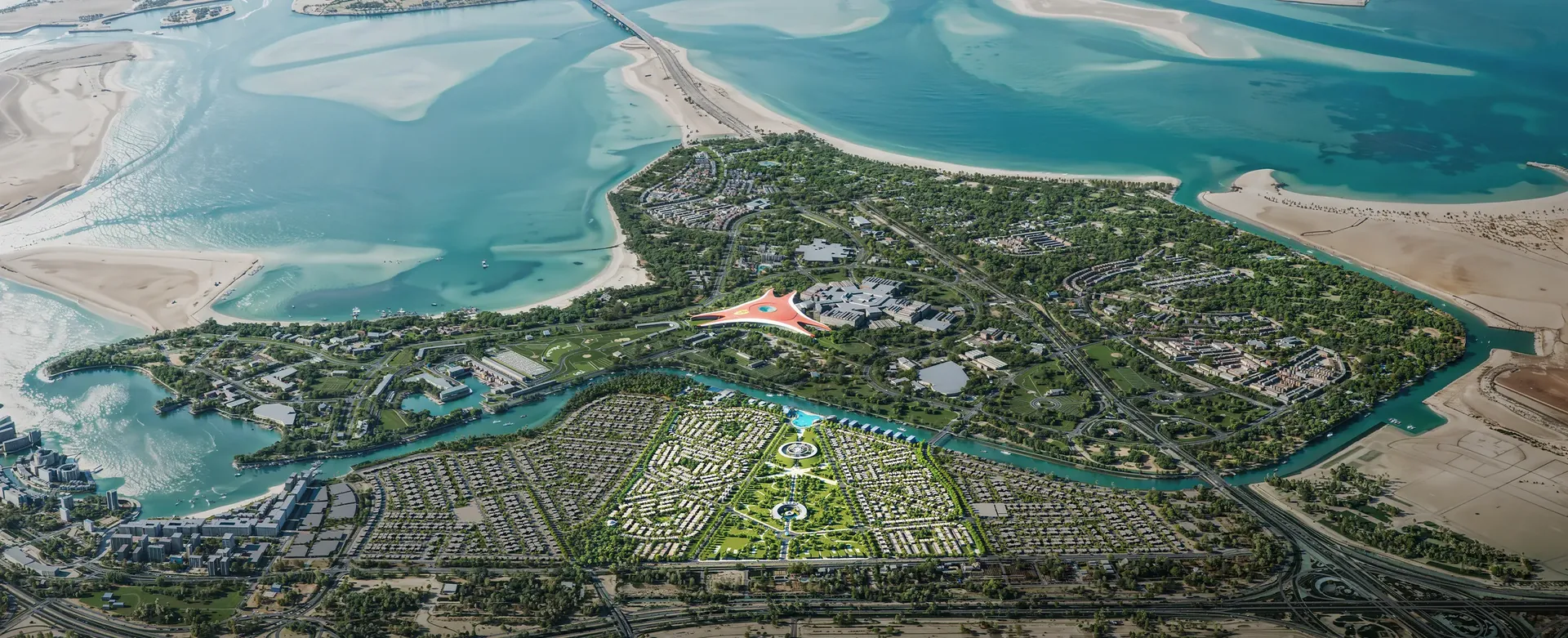 Yas Island and the canal community seen from the air